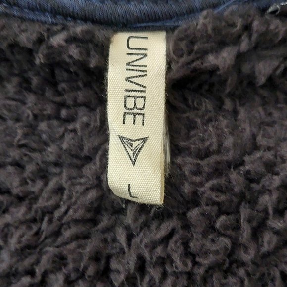 UNIVIBE Fuzzy Sherpa Lined Full Zip Jacket Grey Stripe Black Accent Men's Large - Picture 9 of 11